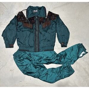 1980s River Edge Sport Jacket Women's SZ L Missy Retro Windbreaker Tracksuit Set